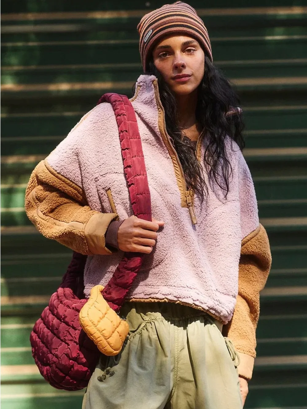 Free people mountain high printed half zip fleece